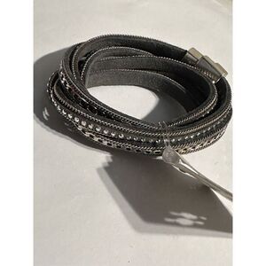 New with tags G.H. Bass & Co. Wrap Bracelet black  silver Tone Magnet Close